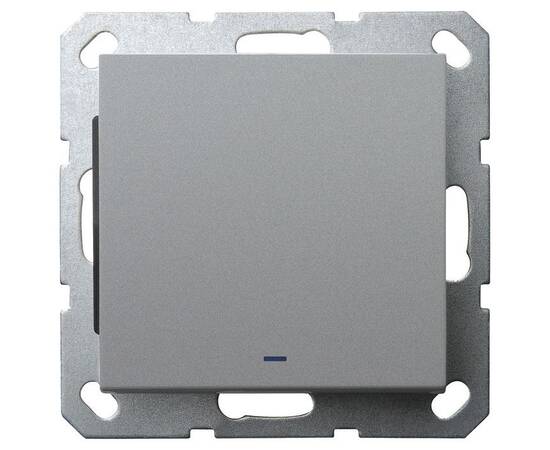 Выключатель со светодиодом одноклавишный Jasmart в комплекте с накладкой 10A 250V цвет алюминий G301