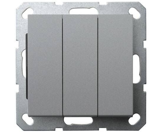 Выключатель трёхклавишный Jasmart в комплекте с накладкой 10A 250V цвет алюминий G3031S