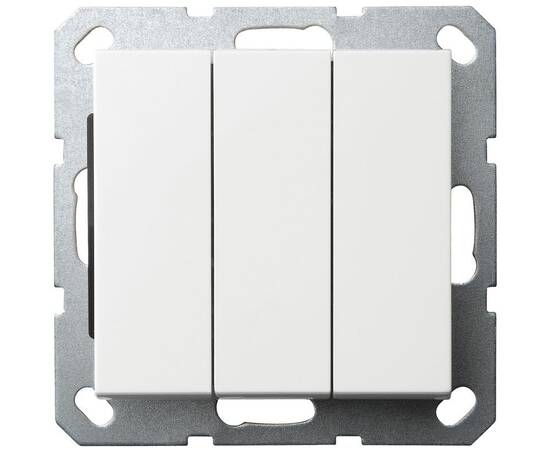 Выключатель трёхклавишный Jasmart с накладкой 10A 250V белый глянцевый G3031W