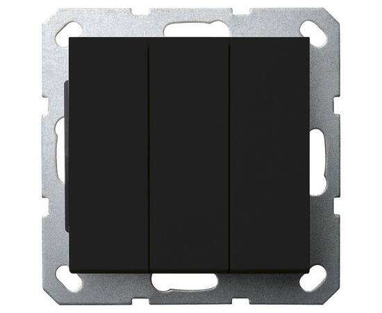 Выключатель трехклавишный Jasmart с накладкой 10A 250V черный матовый (soft touch) G3031PB