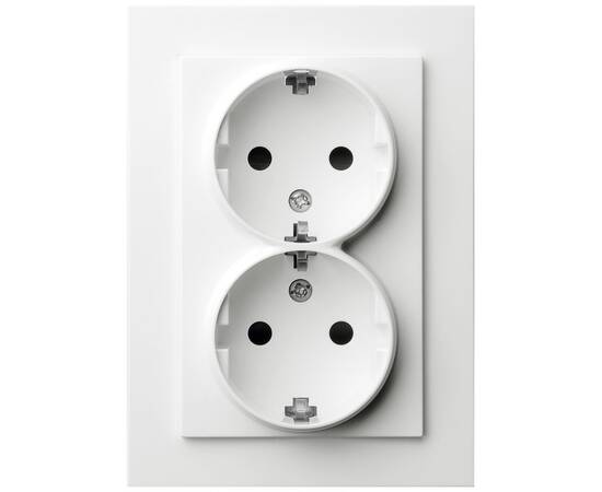 Двойная розетка SHUKO Jasmart с защитными шторками 16A 250V 2P+T белый глянцевый G5504W
