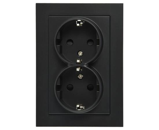 Двойная розетка SHUKO Jasmart с защитными шторками черный матовый (soft touch) 16A 250V 2P+T G5504PB