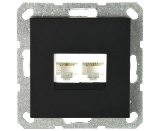 Интернет розетка Jasmart двойная разъем RJ45х2 с накладкой черный матовый (soft touch) G6106PB