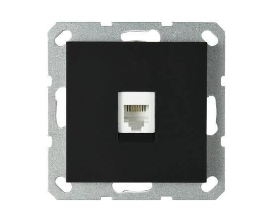 Интернет розетка Jasmart разъем RJ45 с накладкой черный матовый (soft touch) G6105PB