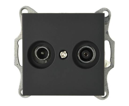 Розетка Jasmart TV-FM проходная с накладкой черный матовый (soft touch) G6205PB