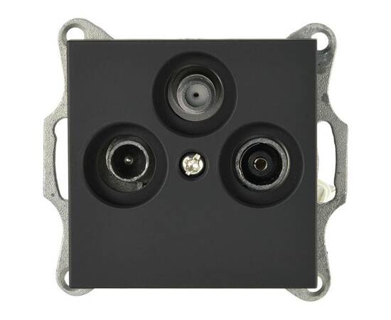 Розетка Jasmart TV-FM-SAT проходная W с накладкой черный матовый (soft touch) G6207PB