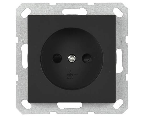 Розетка Jasmart без заземления с защитными шторками 16A 250V 2P черный матовый (soft touch) G5503PB