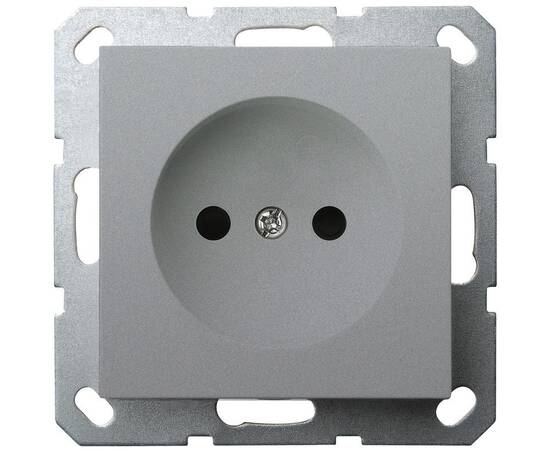 Розетка Jasmart без заземления цвет алюминий с защитными шторками (2P) 16A 250V G5503S