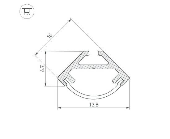 Алюминиевый профиль Arlight SL-KANT-H10-2000 ANOD 049013, изображение 3