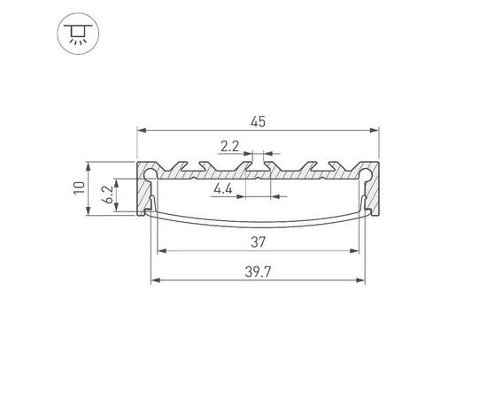 Алюминиевый профиль Arlight LINE-4510-2000 ANOD 049248, изображение 3