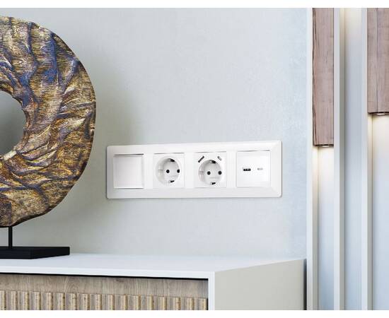 Лицевая панель для розетки 2USB тип A+C Ambrella Volt Alfa AP1110, изображение 2