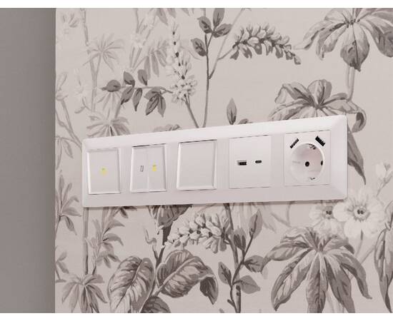 Лицевая панель для розетки с/з со шторками 2USB A+A Ambrella Volt Alfa AP2090, изображение 2