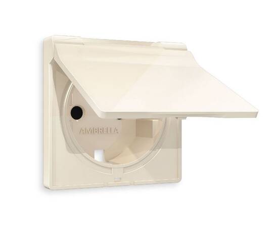 Лицевая панель для розетки с/з со шторками и крышкой Ambrella Volt Alfa AP3080