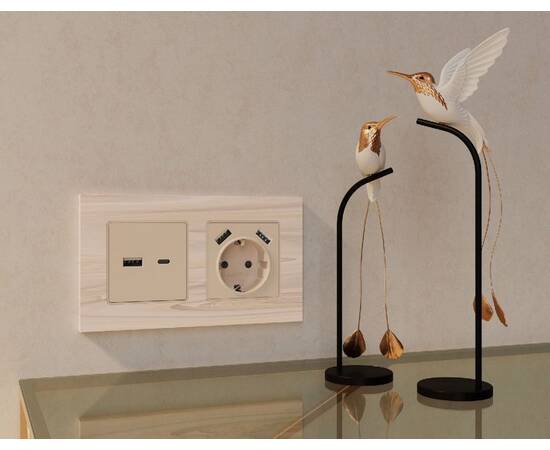 Лицевая панель для розетки 2USB A+C Ambrella Volt Alfa AP3310, изображение 2