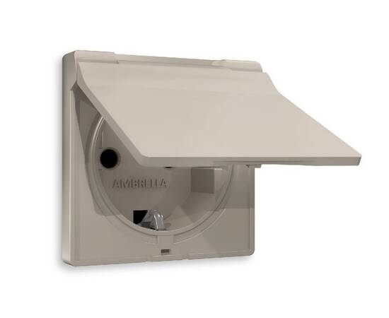 Лицевая панель для розетки с/з со шторками и крышкой Ambrella Volt Alfa AP3680