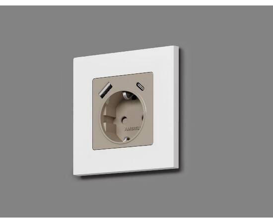 Лицевая панель для розетки с/з со шторками 2USB A+C Ambrella Volt Alfa AP3700, изображение 2