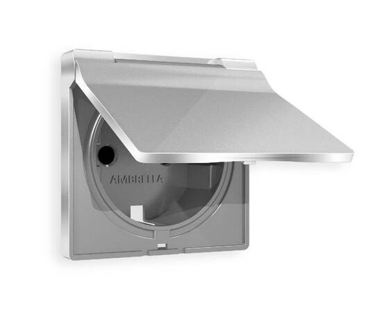 Лицевая панель для розетки с/з со шторками и крышкой Ambrella Volt Alfa AP4080