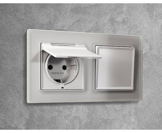 Лицевая панель для розетки с/з со шторками и крышкой Ambrella Volt Alfa AP4080, изображение 2
