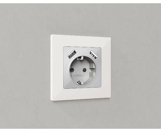 Лицевая панель для розетки с/з со шторками 2USB A+A Ambrella Volt Alfa AP4090, изображение 3