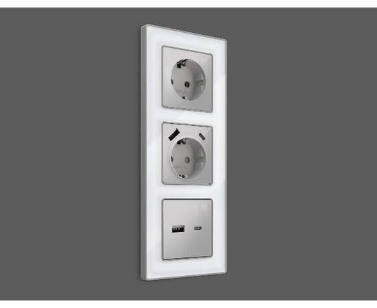 Лицевая панель для розетки с/з со шторками 2USB A+C Ambrella Volt Alfa AP4100, изображение 2