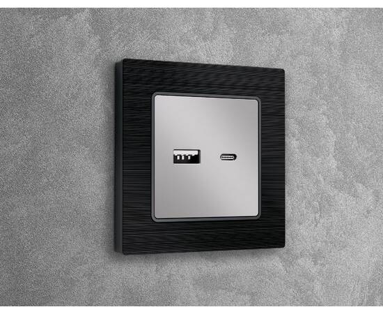 Лицевая панель для розетки 2USB тип A+C Ambrella Volt Alfa AP4110, изображение 2