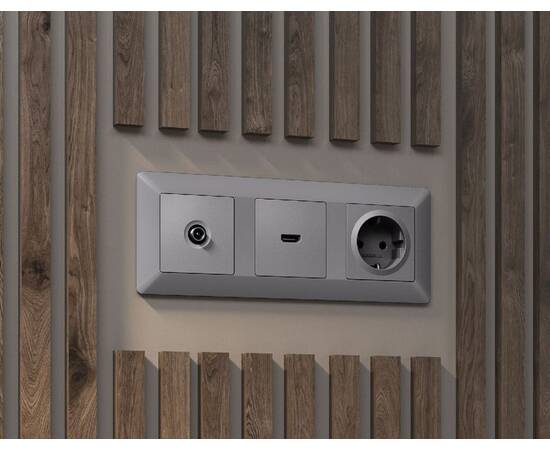 Лицевая панель для розетки с/з и шторками Ambrella Volt Alfa AP5070, изображение 2