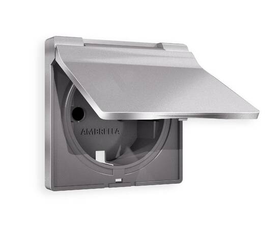 Лицевая панель для розетки с/з со шторками и крышкой Ambrella Volt Alfa AP5080