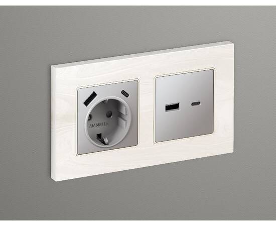 Лицевая панель для розетки 2USB тип A+C Ambrella Volt Alfa AP5110, изображение 2