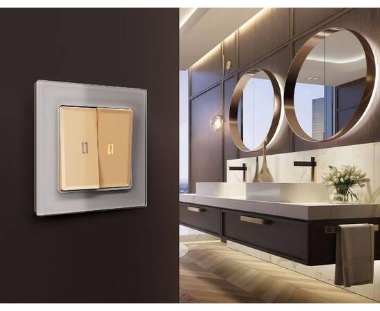 Лицевая панель для выключателя двухклавишного с подсветкой Ambrella Volt Alfa AP6040, изображение 2