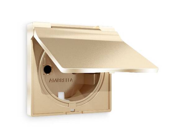 Лицевая панель для розетки с/з со шторками и крышкой Ambrella Volt Alfa AP6080