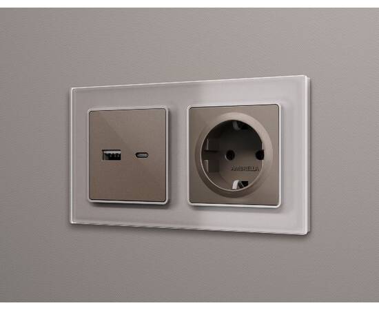 Лицевая панель для розетки с/з со шторками Ambrella Volt Alfa AP6370, изображение 2