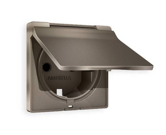 Лицевая панель для розетки с/з со шторками и крышкой Ambrella Volt Alfa AP6380