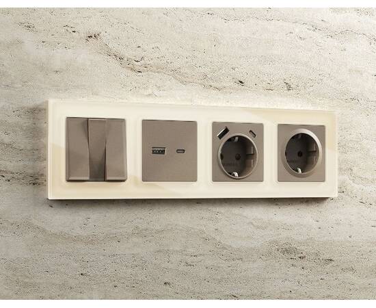 Лицевая панель для розетки 2USB тип A+C Ambrella Volt Alfa AP6410, изображение 2