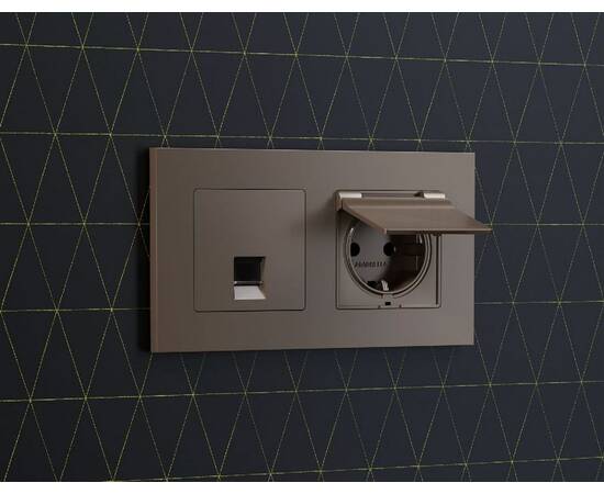 Лицевая панель для компьютерной/телефонной розетки RJ-45/RJ-11 Ambrella Volt Alfa AP6420, изображение 2