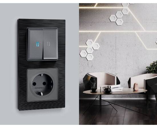 Лицевая панель для выключателя двухклавишного с подсветкой Ambrella Volt Alfa AP6540, изображение 2