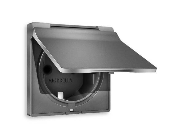 Лицевая панель для розетки с/з со шторками и крышкой Ambrella Volt Alfa AP6580