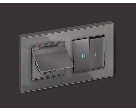 Лицевая панель для розетки с/з со шторками и крышкой Ambrella Volt Alfa AP6580, изображение 2