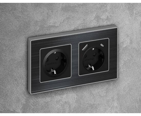 Лицевая панель для розетки с/з и шторками Ambrella Volt Alfa AP8070, изображение 2