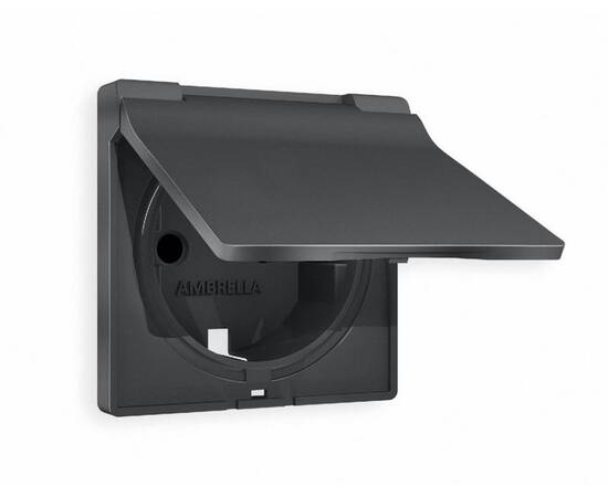 Лицевая панель для розетки с/з со шторками и крышкой Ambrella Volt Alfa AP9080