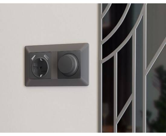 Лицевая панель для розетки с/з со шторками 2USB A+A Ambrella Volt Alfa AP9090, изображение 2