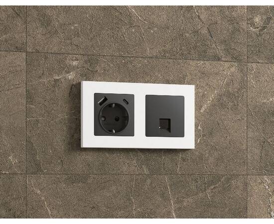 Лицевая панель для компьютерной/телефонной розетки RJ-45/RJ-11 Ambrella Volt Alfa AP9120, изображение 2