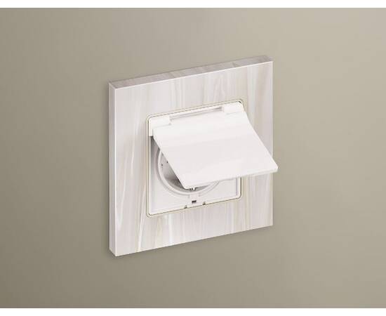 Комплект механизма розетки с/з со шторками и крышкой Ambrella Volt Alfa MA108010, изображение 2