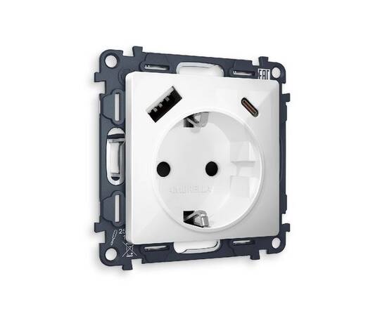 Комплект механизма розетки 2USB A+C 20W (быстрая зарядка) с/з Ambrella Volt Alfa MA110010