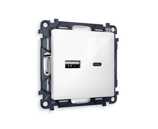 Комплект механизма розетки 2USB A+C 20W (быстрая зарядка) Ambrella Volt Alfa MA111010