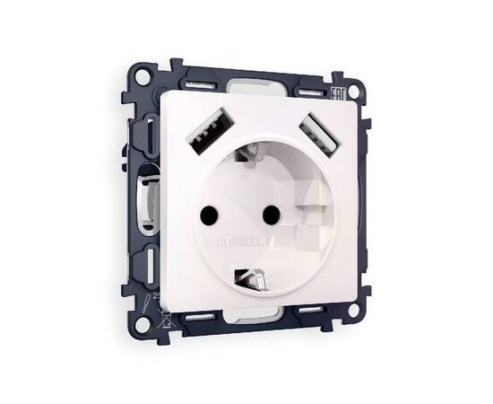 Комплект механизма розетки 2USB A+A 18W (быстрая зарядка) с/з Ambrella Volt Alfa MA209010