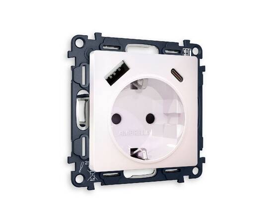 Комплект механизма розетки 2USB A+C 20W (быстрая зарядка) с/з Ambrella Volt Alfa MA210010