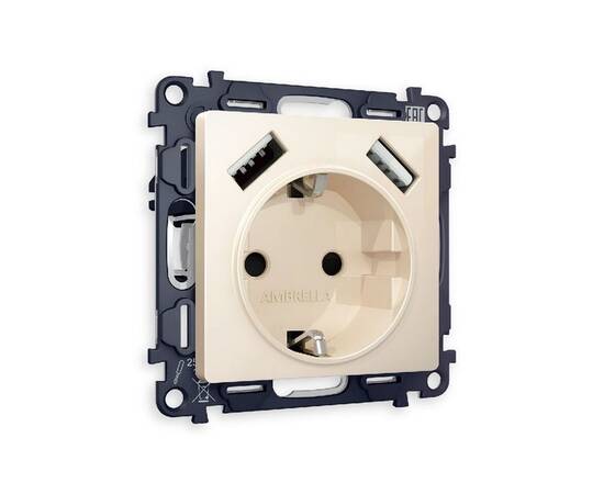 Комплект механизма розетки 2USB A+A 18W (быстрая зарядка) с/з Ambrella Volt Alfa MA309010