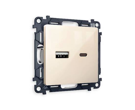 Комплект механизма розетки 2USB A+C 20W (быстрая зарядка) Ambrella Volt Alfa MA311010