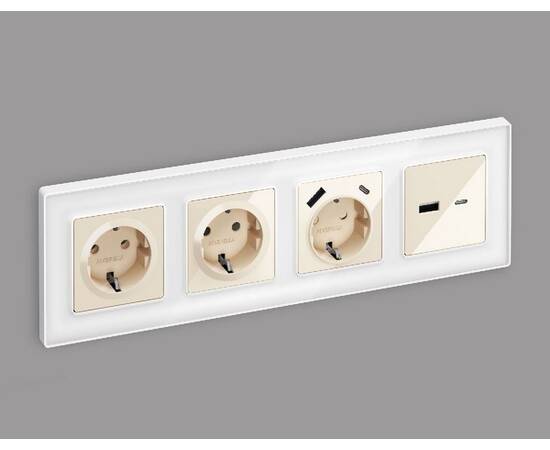 Комплект механизма розетки 2USB A+C 20W (быстрая зарядка) Ambrella Volt Alfa MA311010, изображение 2