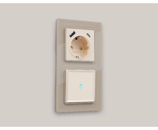 Комплект механизма 1-кл выключателя с подсветкой Ambrella Volt Alfa MA322020, изображение 2